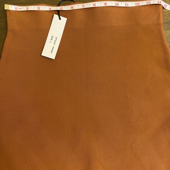 Forever 21 Brown Bodycon Bandage Mini Skirt Size L - Picture 7 of 8